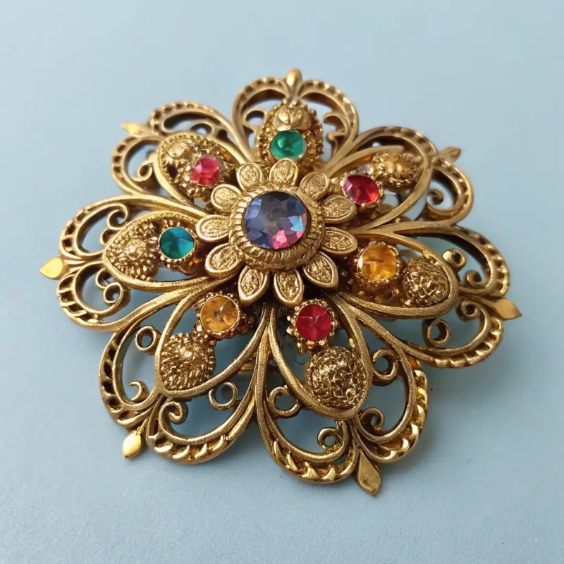 Vintage Brooch with Gemstones